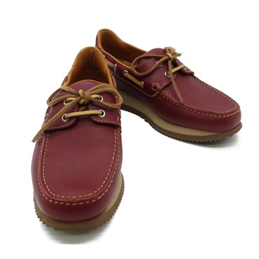 HERMES Deck shoes casual leather Bordeaux Used Women size 37
