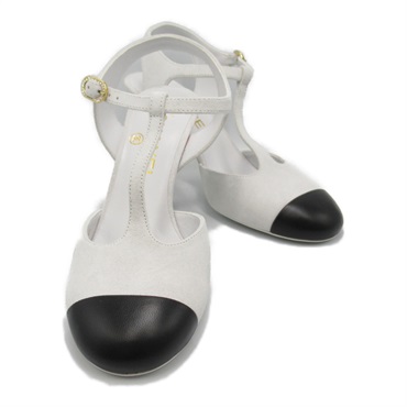 CHANEL Shoes heel Mule Suede Black White Used Women size 35 1/2