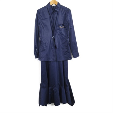 HERMES one piece suit dress #34 cotton Navy Used