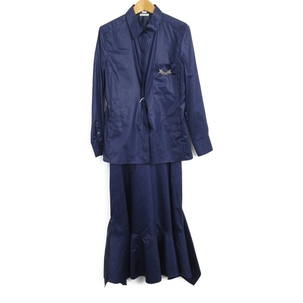 HERMES one piece suit dress #34 cotton Navy Used