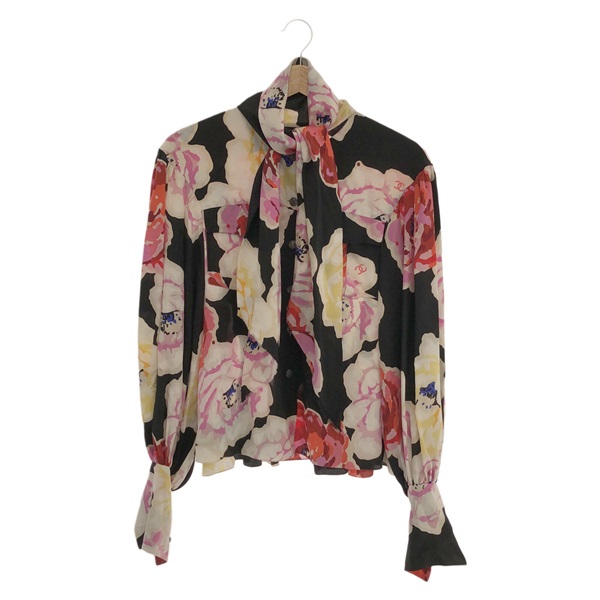 CHANEL Tops blouse shirts P41025V29700 silk Black Used Women #34