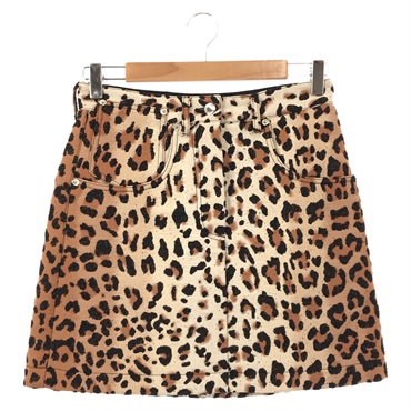LOUIS VUITTON skirt mini jupe #34 leopard print VCCW07 cotton Beige Used