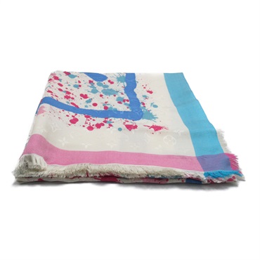LOUIS VUITTON Shawl stole scarf M75278 silk White Used Women