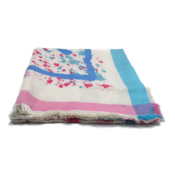 LOUIS VUITTON Shawl stole scarf M75278 silk White Used Women