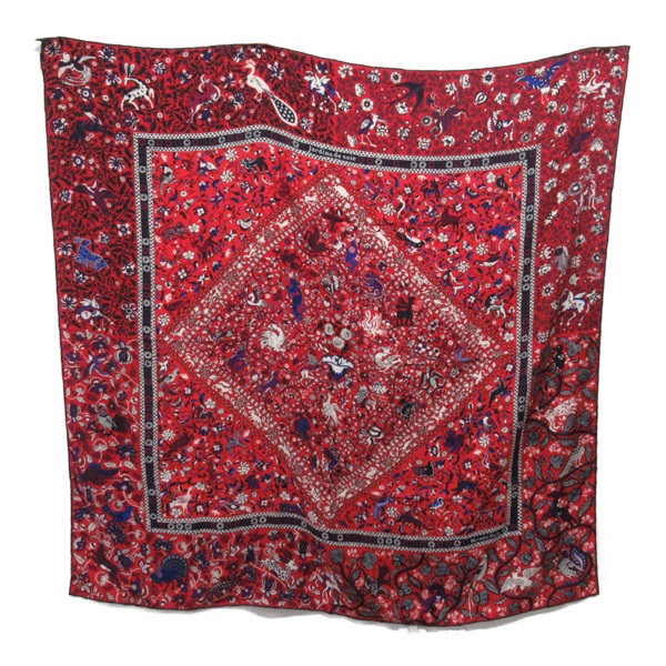 HERMES Kashmir 140 carre scarf wrap stole echarpe Cashmere Red Used