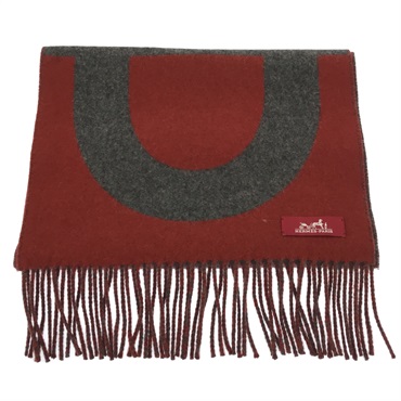 HERMES Chaine d'Ankle Fuller Scarf cashmere Gray Used unisex