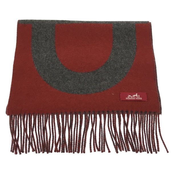 HERMES Chaine d'Ankle Fuller Scarf cashmere Gray Used unisex