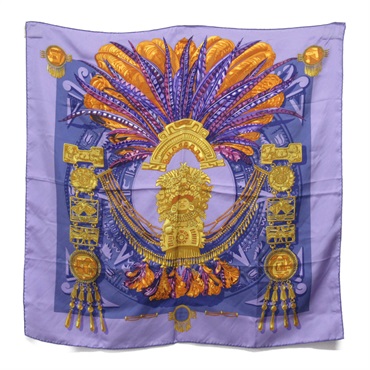 HERMES Carre 90 scarf echarpe wrap silk Purple Used