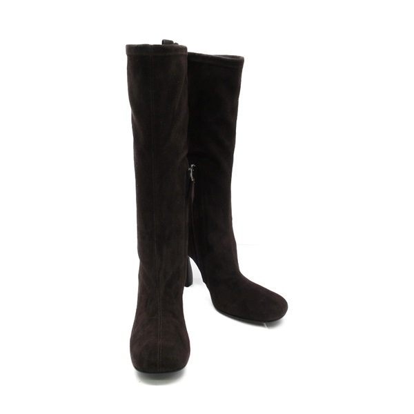 HERMES Long boots shoes Suede Brown Used Women size 36