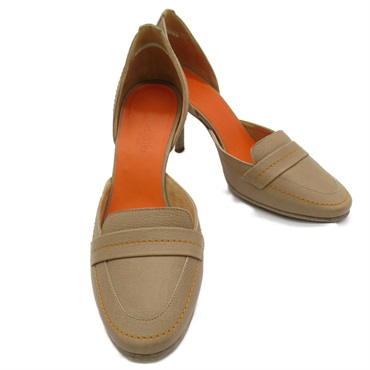 HERMES Shoes pumps heel leather Beige Used Women size 35