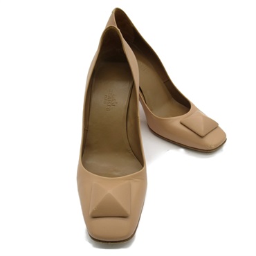 HERMES shoes pumps heel leather Beige Used Women size 35.5
