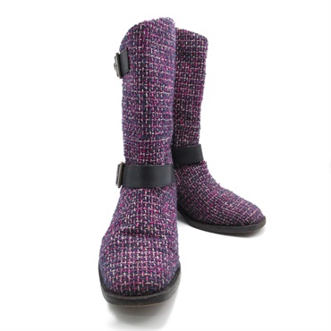 CHANEL short boots #37 shoes canvas Purple Used