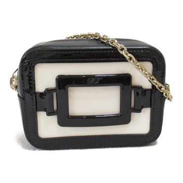Roger Vivier cube pouch purse chain strap Plastics leather Black White Used