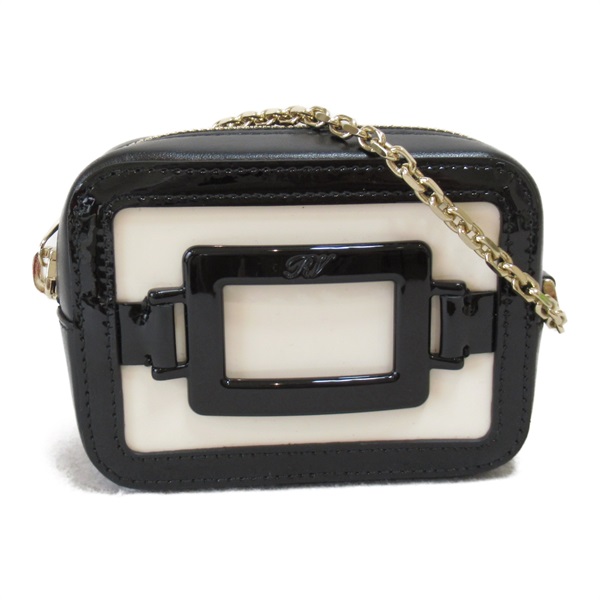 Roger Vivier cube pouch purse chain strap Plastics leather Black White Used