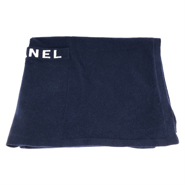 CHANEL Stole wrao echarpe pockets cashmere Blue Used