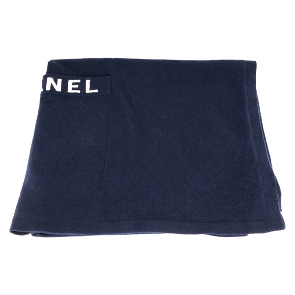 CHANEL Stole wrao echarpe pockets cashmere Blue Used