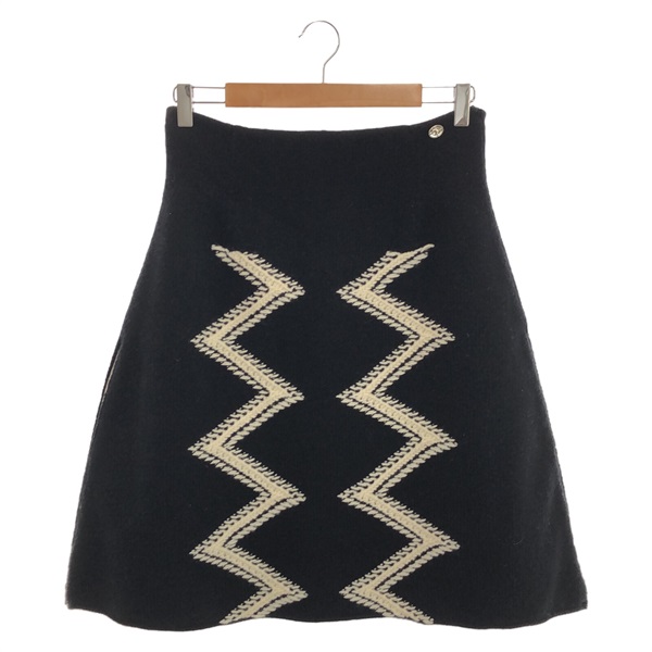 CHANEL skirt #42 jupe P55435K07229 wool Black Used