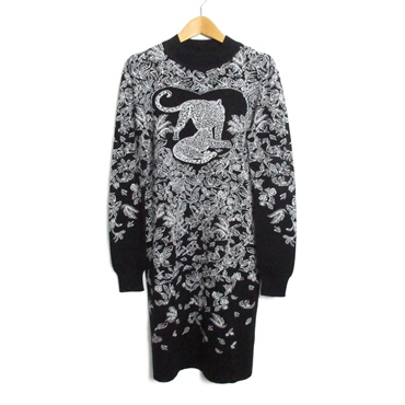 HERMES Knit dress one piece #34 tunic Cashmere Black Used