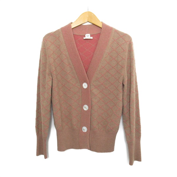 HERMES Knitwear cardigan jacket silk Beige Pink Used Women size 36