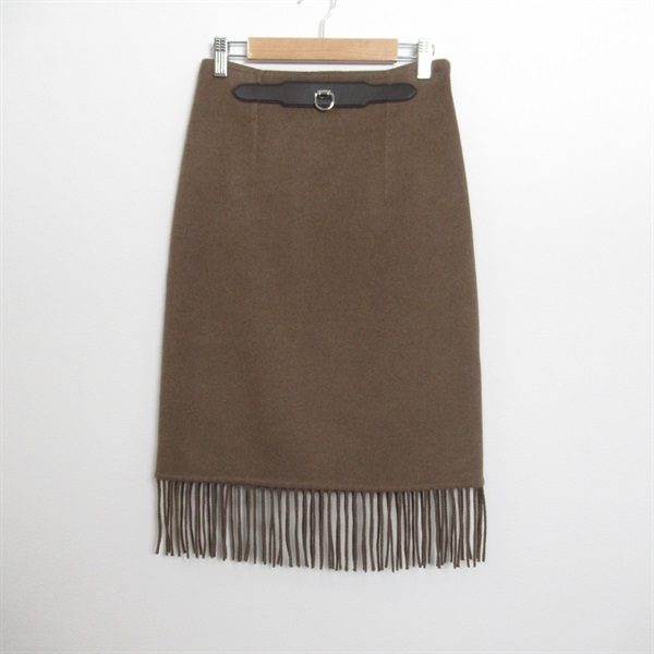 HERMES Skirt Cashmere Brown Used Women size 34