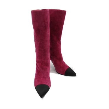 CHANEL Shoes Boots Suede Pink Used Women size 35 CC Coco