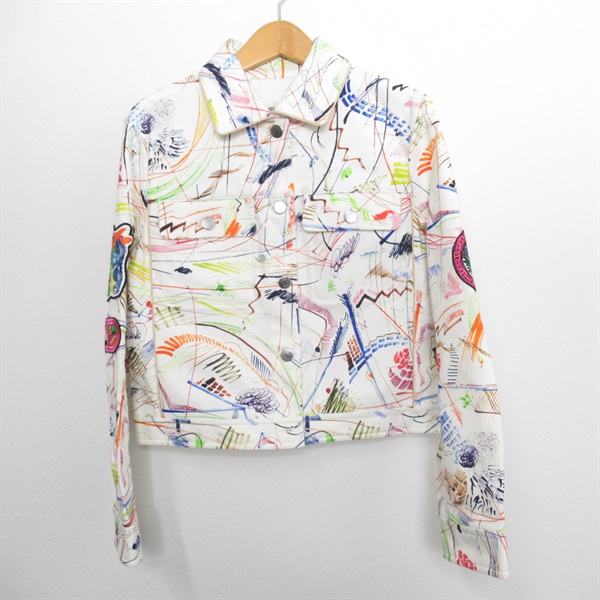 HERMES Denim Jacket cotton White Used Women size 36