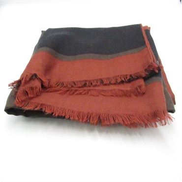 HERMES Stole scarf wrap Cashmere silk Brown Orange Used Women