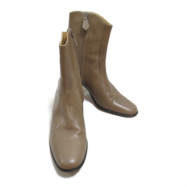 HERMES Short Boots shoes leather Beige Used Women size 39 1/2