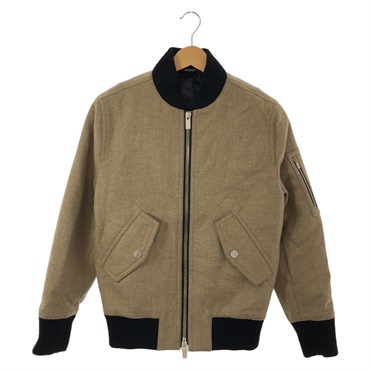 HERMES Blouson jacket wool cashmere Beige Black Used Women size 44