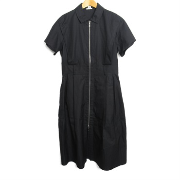 HERMES zip up dress one piece short sleeves #40 H4E0532DB9036 cotton Black Used