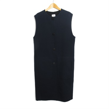 HERMES Long gilet vest #42 knitwear H3H0191DBMV34 cashmere Black Used