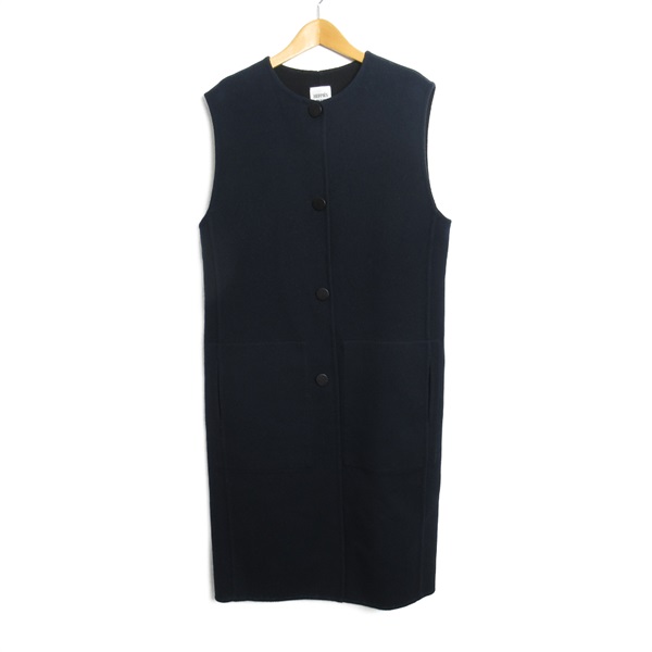 HERMES Long gilet vest #42 knitwear H3H0191DBMV34 cashmere Black Used