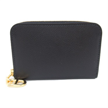 HERMES Zip Ango coin purse wallet Evergrain leather Black Noir Used unisex W GHW