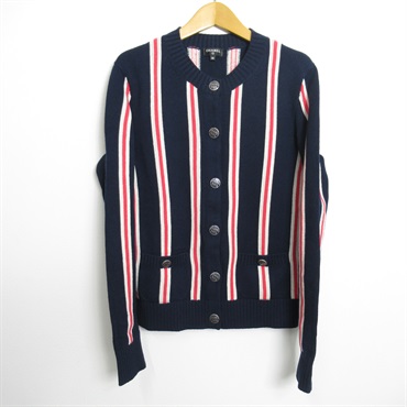 CHANEL CC cardigan P54804K07178 cashmere Navy Used Women Coco #38