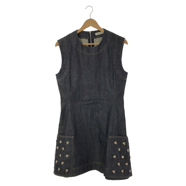 Christian Dior one piece dress #46 sleeveless 6A22604L1317 cotton Blue Used