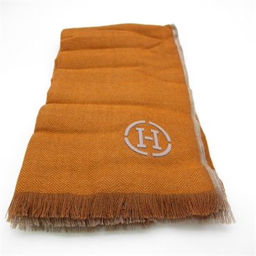 HERMES Scarf Himalaya Dip Dye Scarf H393844T cashmere Sheepskin Orange Used