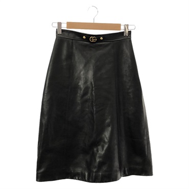 GUCCI Leather Skirt #36 jupe leather Black Used