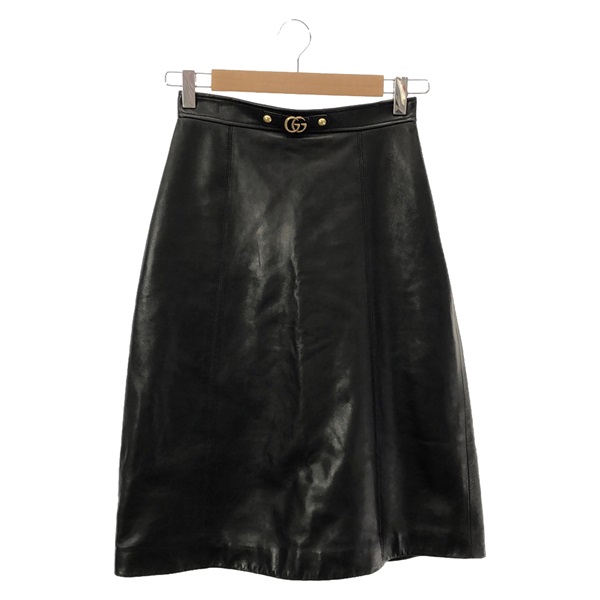 GUCCI Leather Skirt #36 jupe leather Black Used