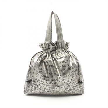 CHANEL CC Unlimited Hand bag Nylon Silver Black Used Women Coco