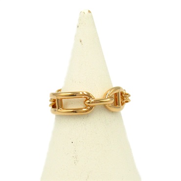 HERMES Chaine d'ancre Chaos PM Ring Diamond 18KPG Gold Used US size 5 #49