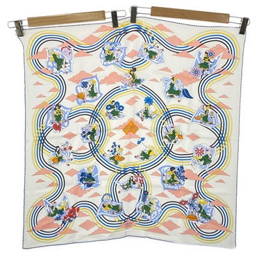 HERMES Carre Scarf silk White Used unisex