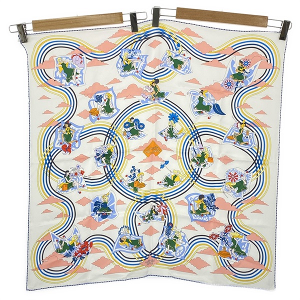 HERMES Carre Scarf silk White Used unisex