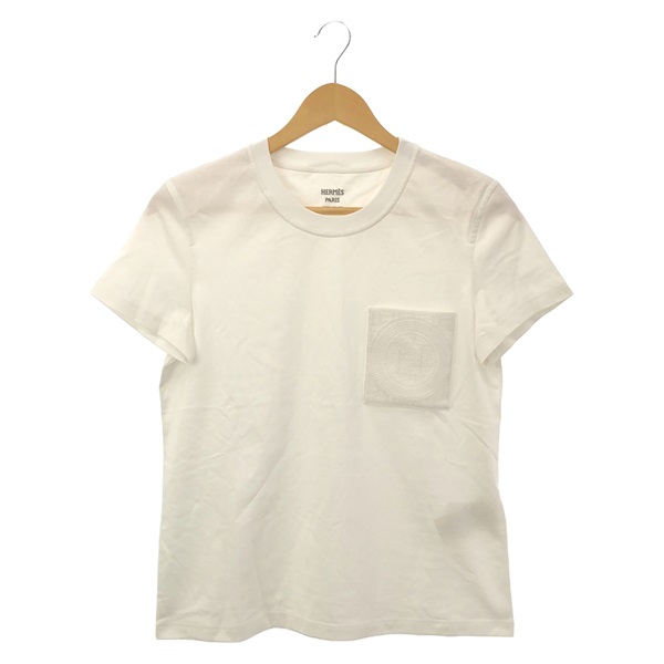 HERMES Tops Short sleeve T-shirt cotton White Used Women size 36