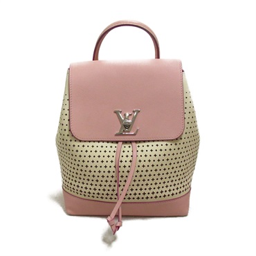 LOUIS VUITTON Lock Me Backpack Rucksack M54577 leather Beige Pink Used Women LV