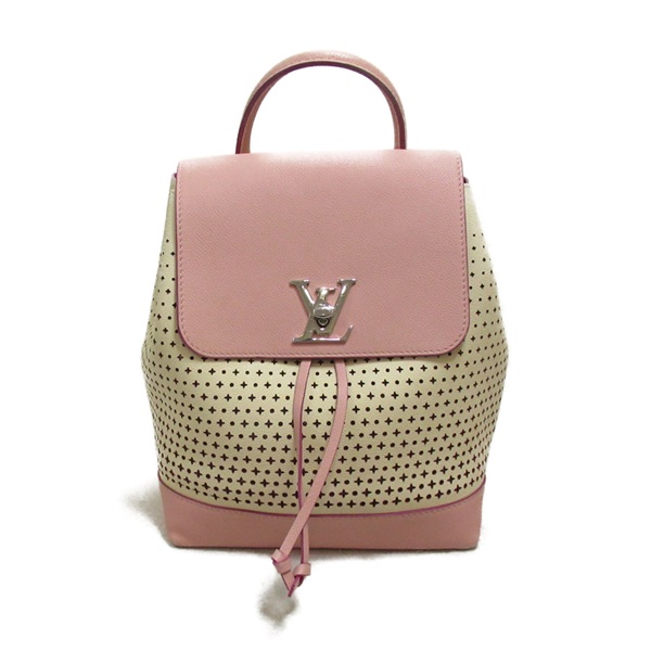 LOUIS VUITTON Lock Me Backpack Rucksack M54577 leather Beige Pink Used Women LV