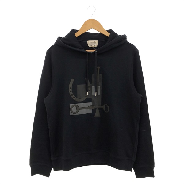 HERMES hoodie Tops cotton Navy Used Women #M