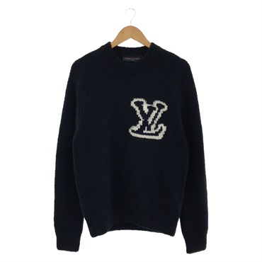 LOUIS VUITTON logo sweater Knitwear RM212Q VSS HLN43W wool Navy Used mens LV #S