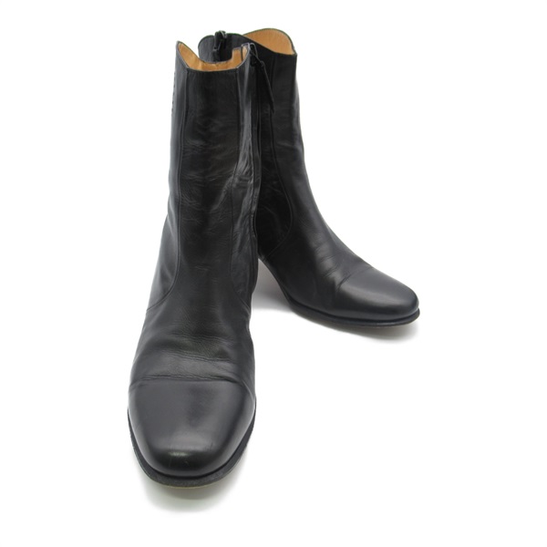 HERMES short boots #36 heels shoes leather Black Used