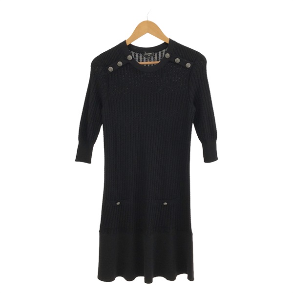 CHANEL Knit dress one piece #38 P59258K07778 cotton Black Used
