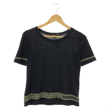 LOUIS VUITTON Short sleeve knit sweater cotton Navy Used Women size M